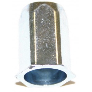 Écrou à sertir en aveugle corps hexagonal acier zingué blanc M5 x 13 - quantité/sachet : 100